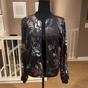lululemon athletica Black Floral Reversible Bomber Jacket M